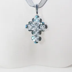 Pendant 30cm - Sierra-Gray Organza - Pendant 30cm - Laiton argenté